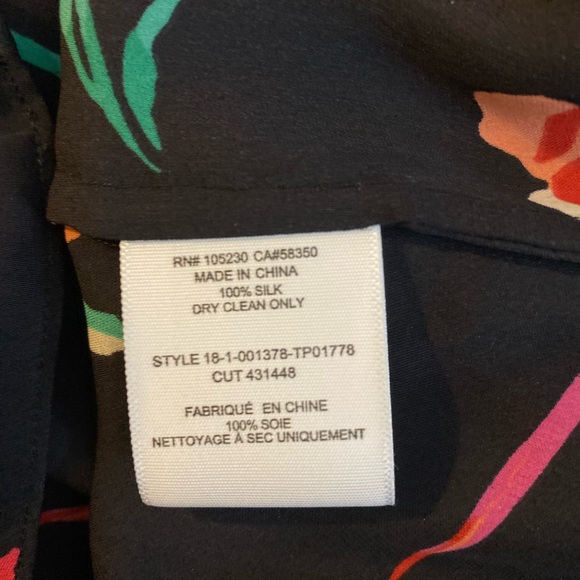 JOIE women’s 100% silk long split sleeve dark floral pullover blouse Sz L multi - Picture 6 of 7